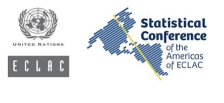 Blue, white and gray banner for the ECLAC Statistical Conference website