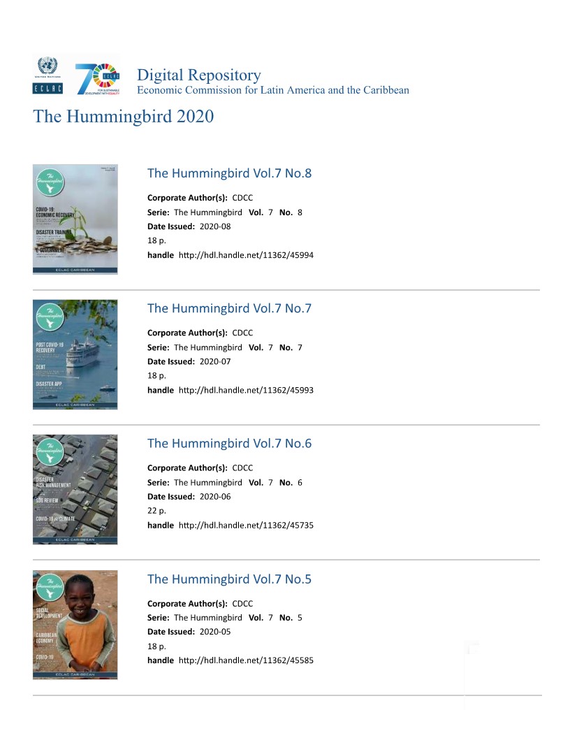 The Hummingbird Newsletters 2020