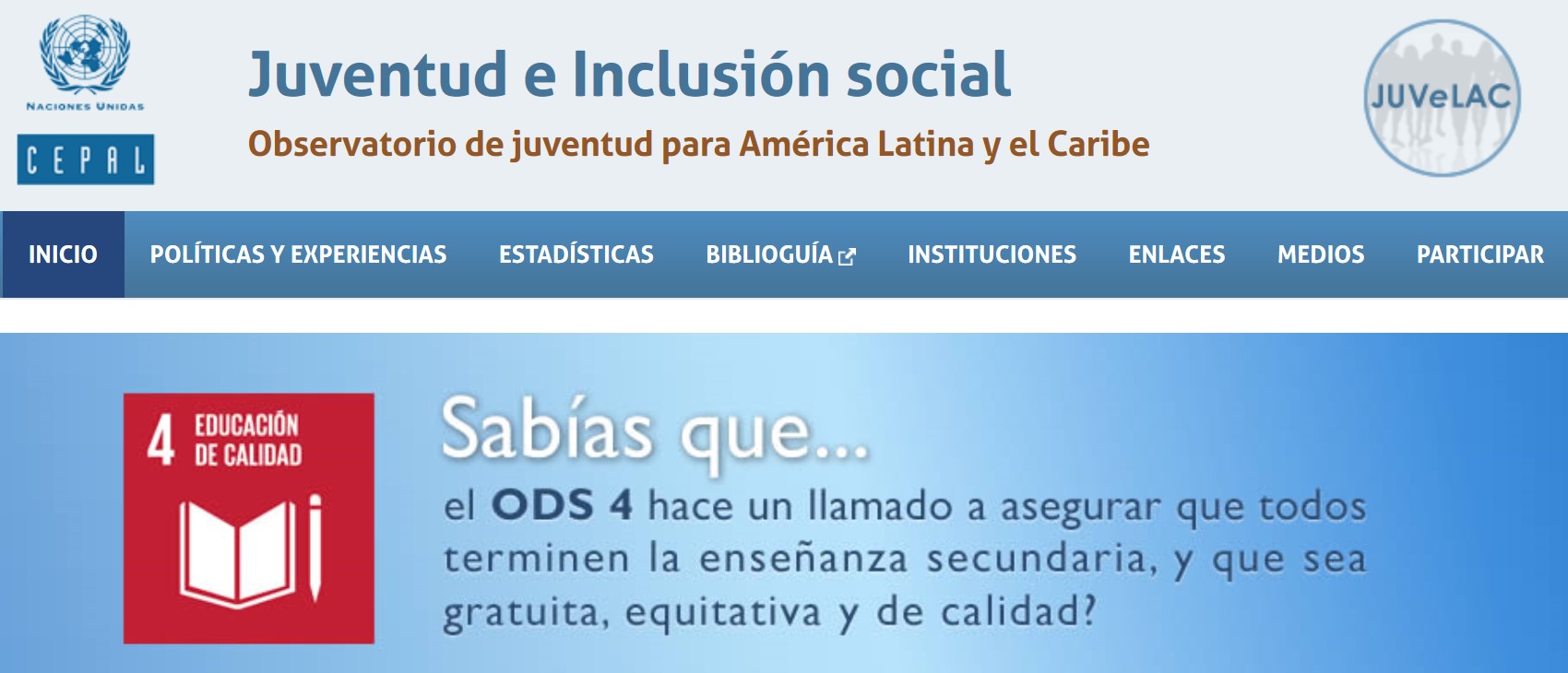 Image of Juventud e Inclusion social web page