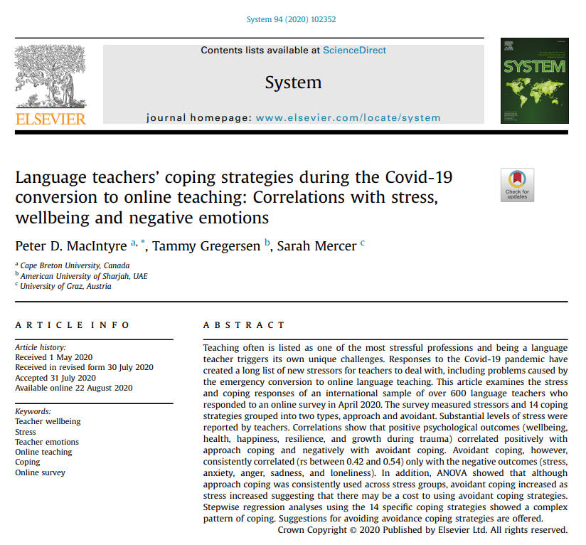 This article page is divided into multiple text boxes, the header contains the logos of Elsevier and System and the rest of the page contains text boxes with black text
